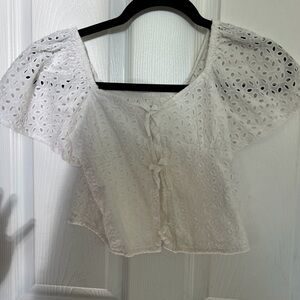 Zara White Eyelet Blouse